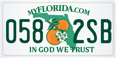 FL license plate 0582SB
