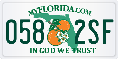 FL license plate 0582SF