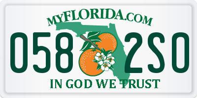 FL license plate 0582SO