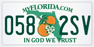 FL license plate 0582SV