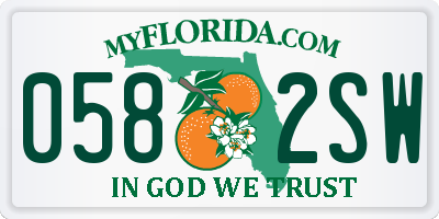 FL license plate 0582SW