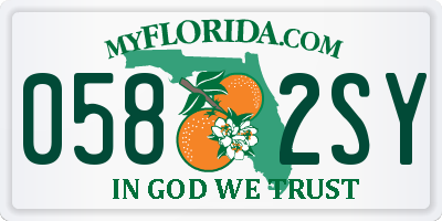 FL license plate 0582SY