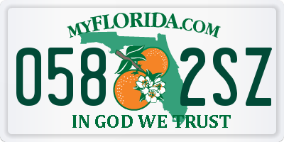 FL license plate 0582SZ