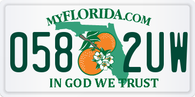 FL license plate 0582UW