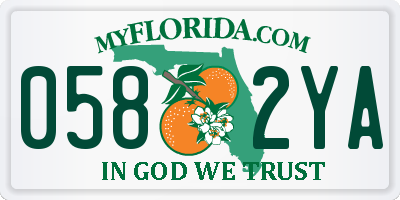 FL license plate 0582YA