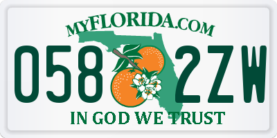 FL license plate 0582ZW