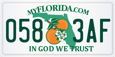 FL license plate 0583AF