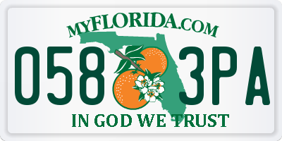 FL license plate 0583PA