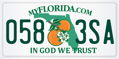 FL license plate 0583SA