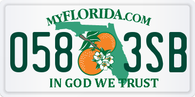 FL license plate 0583SB