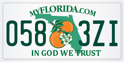 FL license plate 0583ZI