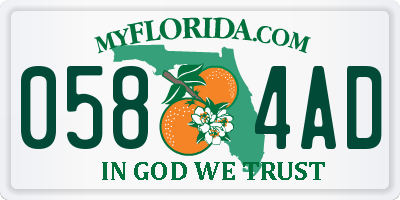 FL license plate 0584AD