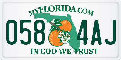 FL license plate 0584AJ