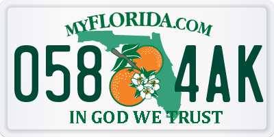 FL license plate 0584AK