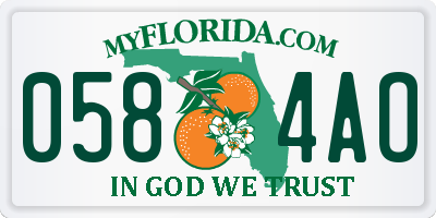 FL license plate 0584AO