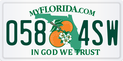 FL license plate 0584SW