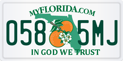 FL license plate 0585MJ