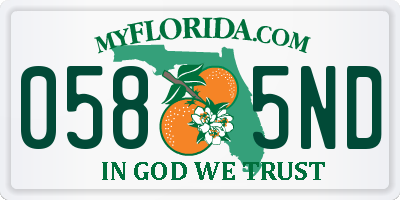 FL license plate 0585ND