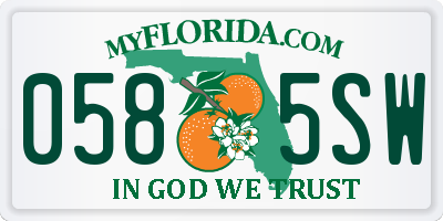 FL license plate 0585SW