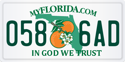 FL license plate 0586AD