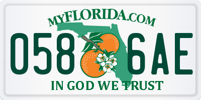 FL license plate 0586AE