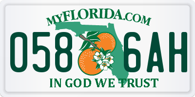 FL license plate 0586AH