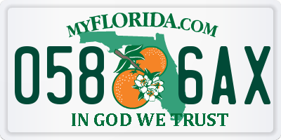 FL license plate 0586AX