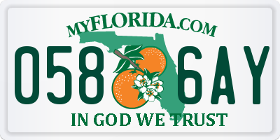FL license plate 0586AY