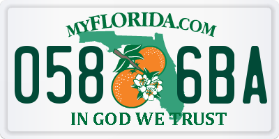 FL license plate 0586BA