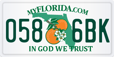 FL license plate 0586BK