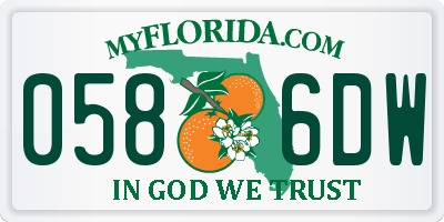 FL license plate 0586DW