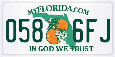 FL license plate 0586FJ
