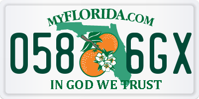 FL license plate 0586GX