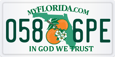 FL license plate 0586PE