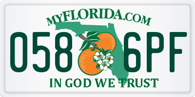 FL license plate 0586PF