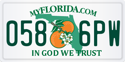 FL license plate 0586PW