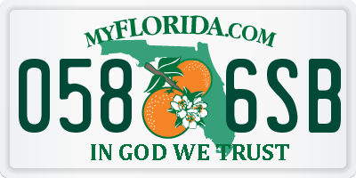 FL license plate 0586SB