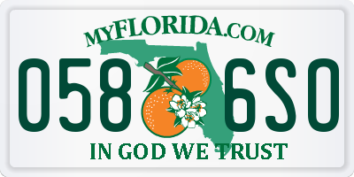 FL license plate 0586SO