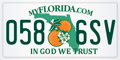FL license plate 0586SV