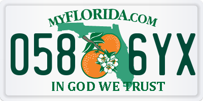 FL license plate 0586YX