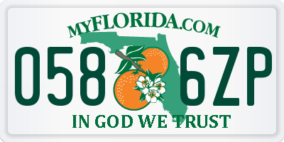 FL license plate 0586ZP