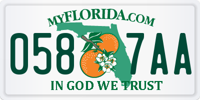 FL license plate 0587AA