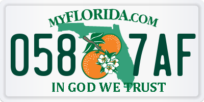 FL license plate 0587AF