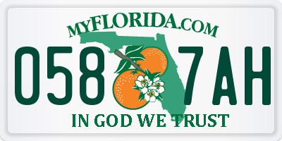 FL license plate 0587AH