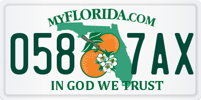 FL license plate 0587AX