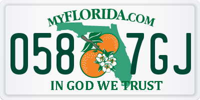 FL license plate 0587GJ