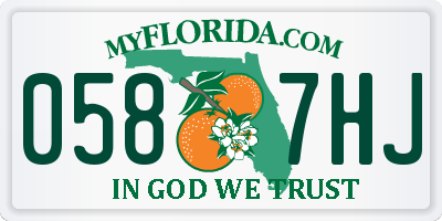 FL license plate 0587HJ