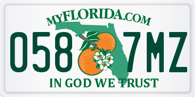 FL license plate 0587MZ