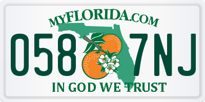 FL license plate 0587NJ