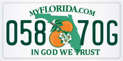 FL license plate 0587OG